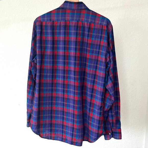 Pendleton 100% Wool Purple Plaid Flannel Button Up Vintage 90's Large - Picture 3 of 13